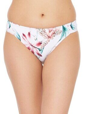 La Blanca Flyaway Orchid Side Ruched Hipster Bikini Bottoms White Multi 16 NWT